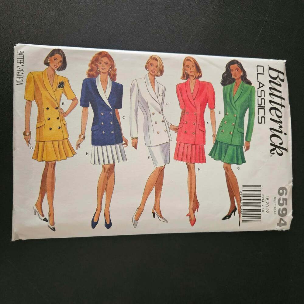 Butterick Classics 6594 Sewing Pattern Ladies Jacket & Skirt Size 18-20-22 Uncut